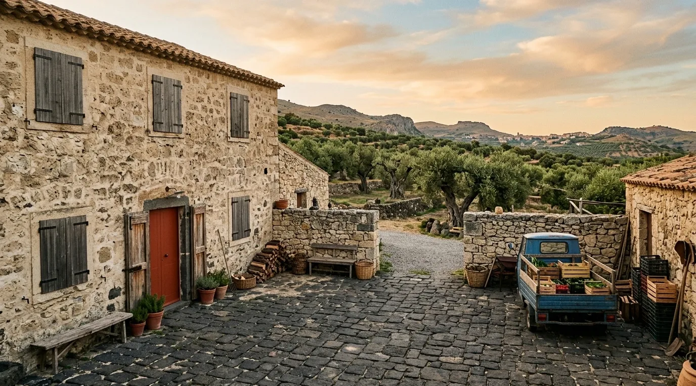 Corte di un agriturismo siciliano alle pendici dell'Etna
