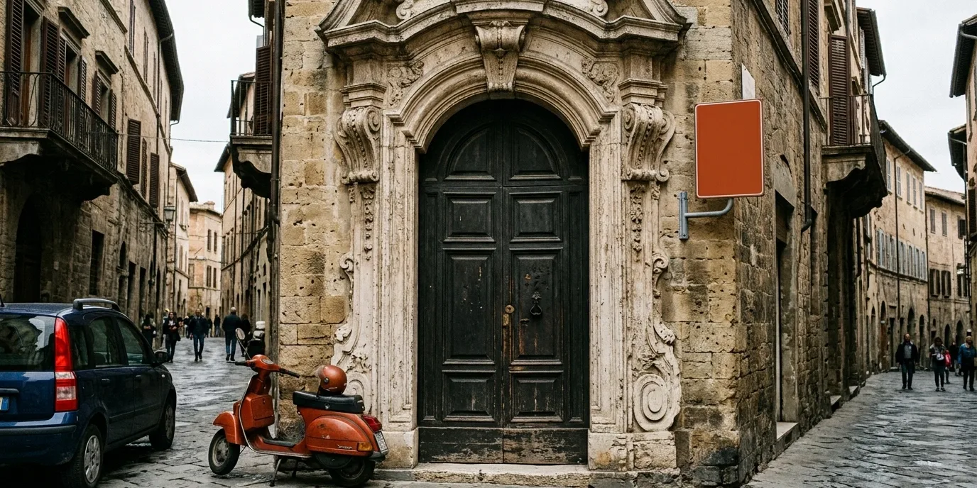 Portone di un palazzo storico in un centro urbano siciliano